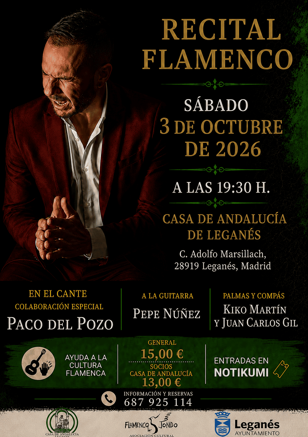 Cartel del recital flamenco de Paco del Pozo