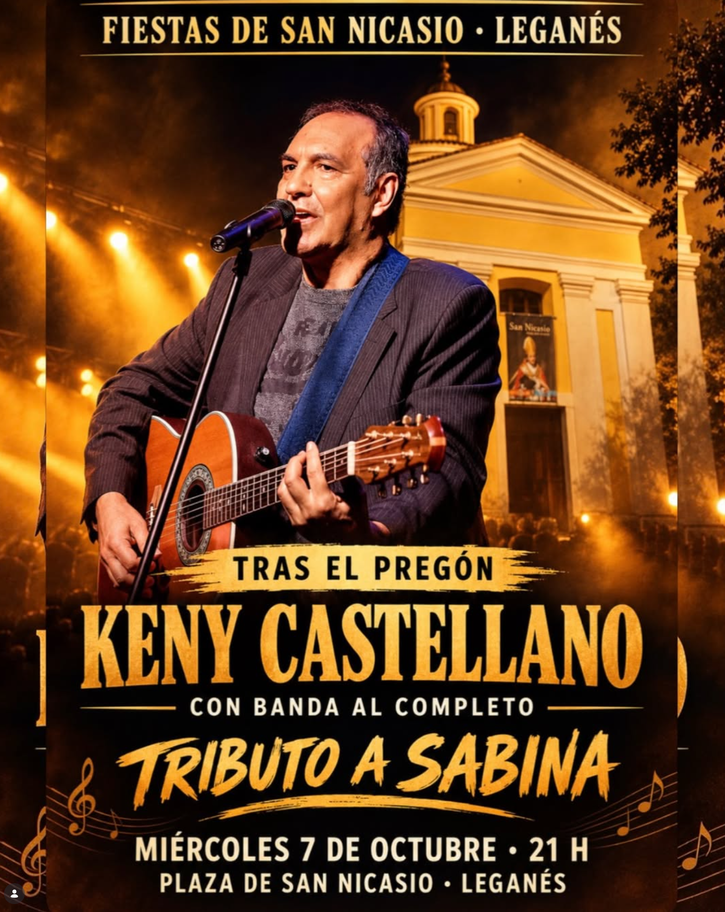 Cartel del concierto de Keny Castellano en las Fiestas de San Nicasio 2026